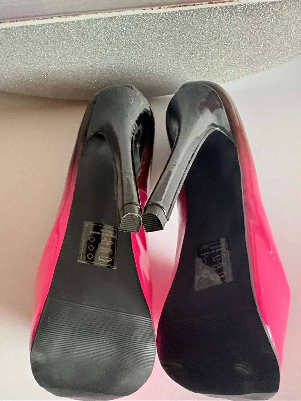 Paper Fox Hot Pink Patent Peep-Toe Platform Pumps